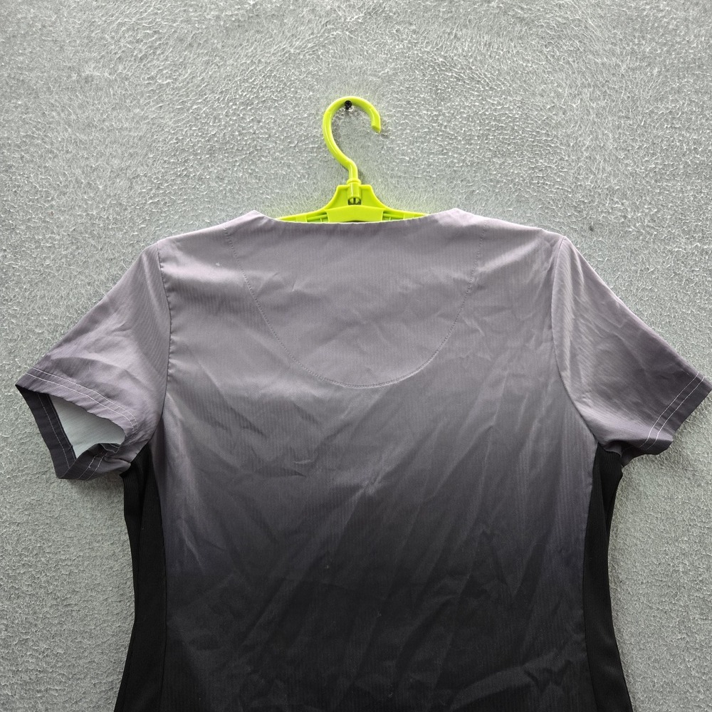 Koi Women Scrub Top S Gray Ombre Colorblock Zipper PO#NTV92788 Short Sleeve - Picture 8 of 9